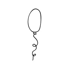Simple cute doodle vector air balloon. Hand drawn clipart, isolated on white backdrop.