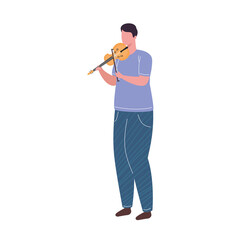 young musician man playing fiddle instrument character vector illustration design