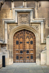 Fototapeta na wymiar Ornate Wooden Door, London, UK