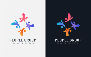 Colorful People Group Symbol Combination. Vector Logo Illustration.