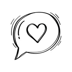 speech bubble with heart social media doodle style icon vector illustration design