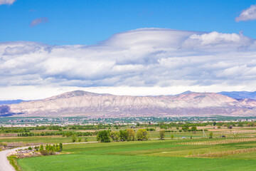 Beautiful green grassland hills countryside in Armenia.