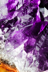 Amethyst druse geode crystals closeup background