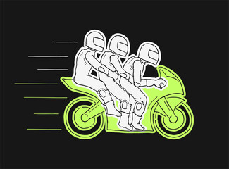 Three friends in moto