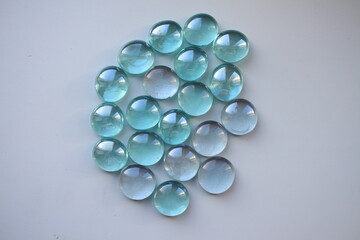 glass transparent stones on a white background