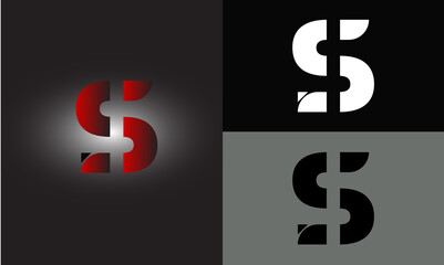 S Gradient letter logo design template. Red letters S on dark background. Creative minimal vector emblem. Graphic Alphabet Symbol for Corporate Business Identity. Vector element