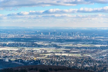 Frankfurt am Main  from Taunus Mountains (mountain Altkonig, Feldberg) by Konigstein Falkenstein, Kronberg. Nearby Oberursel. Hesse, Germany