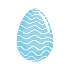happy easter season blue egg painted with waves vector illustration design