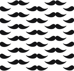 Vector seamless pattern of flat moustache isolated on white background