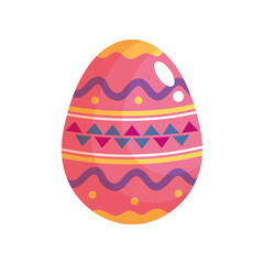 happy easter celebration pink and colors egg painted vector illustration design