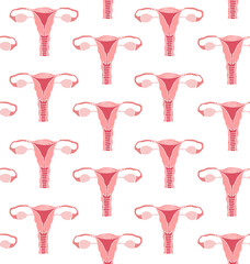 Vector seamless pattern of hand drawn doodle sketch uterus isolated on white background