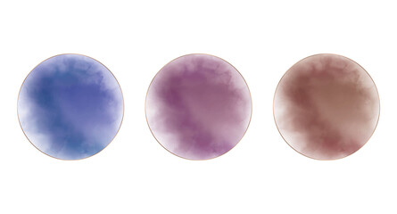 Blue, burgundy, red round watercolor frames