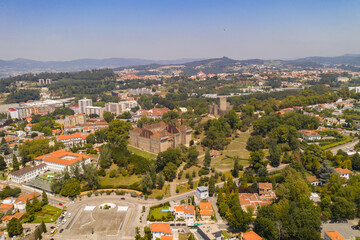 Guimaraes drone aerial city view in Portugal