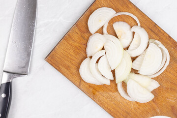 Fototapeta na wymiar Sliced Onions ready for frying and cooking