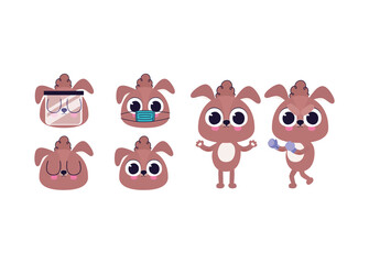 set of cute puppys stickers