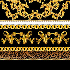 leopard and golden chains pattern