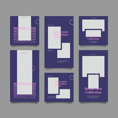 Set of Editable banner social media post and story template. Suitable for social media stories post and web mobile ads. Vector with photo collage	
