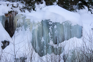 Wall of ice, winter landsacape on the countryside in Quebec, Canada