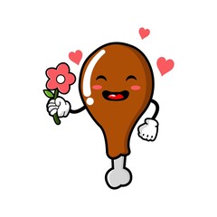cute drumstick chicken cartoon mascot character