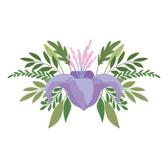 flower with a purple color over a white background