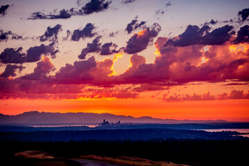 Obraz premium spectacular seattle sunset