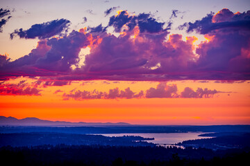 Obraz premium spectacular seattle sunset