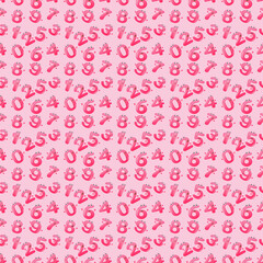 seamless pattern with pink numbers