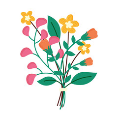 spring season flowers yellow and orange decoration vector illustration design