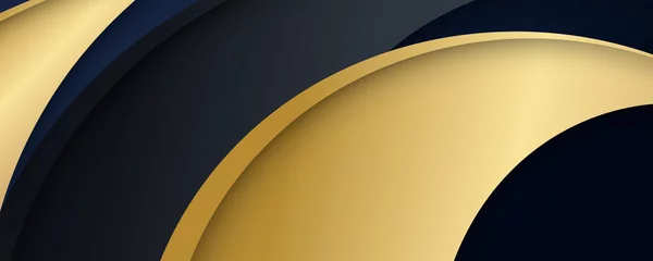 Goldblaues und schwarzes Luxuswellen-Hintergrunddesign. schwarzer und goldener Stoffhintergrund. Schwarzer abstrakter Unternehmenshintergrund mit goldenen Linien. Vektor-Banner-Design © Roisa