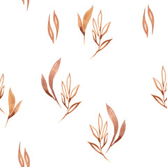 Watercolor modern boho beige florals seamless pattern. Hand painted nursery cute bohemian illustration. Baby pattern can be used for scrapbook paper, wallpaper, wrapping paper, fabric, textile