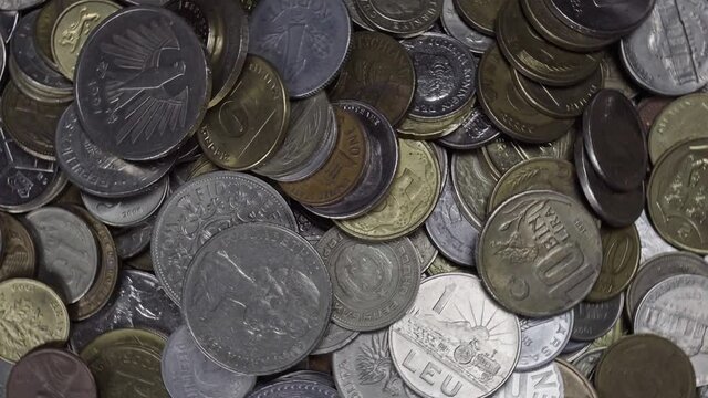 Lots of coins from different countries, some of which no longer exist