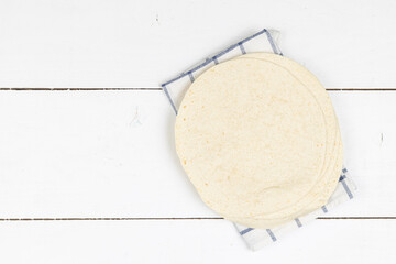 Empty Tortillas on the table with copy space