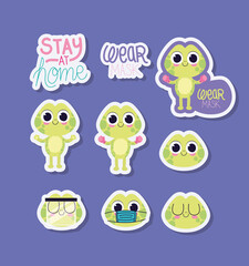 bundle of cute turtles stickers on a purple background