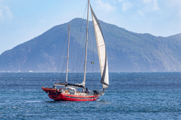 Saint Vincent and the Grenadines, sailboat at sea