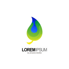 leaf logo with drop water design