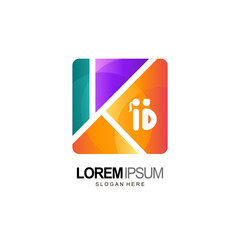 kid logo type with boy and girl silhouette and letter k design concept