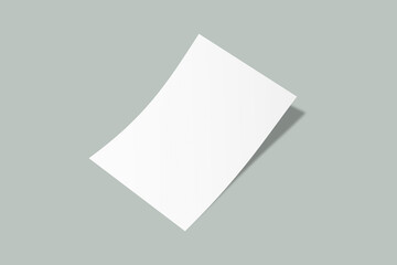 Realistic blank A5 flyer brochure for mockup. Paper or poster illustration. 3D Render.