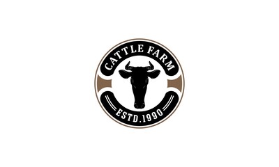 logo for cattle farm in white background