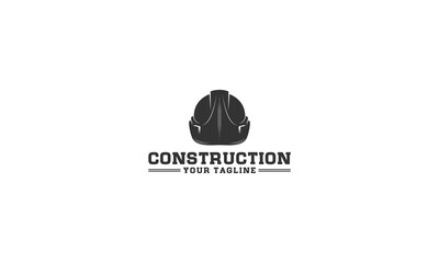logo for construction complete with construction helmet illustration