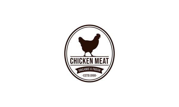 logo for chicken shop with illustration of healthy and fat chicken