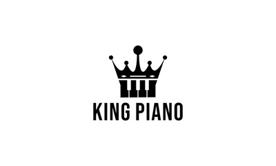 piano king logo with piano crown reflecting the king of piano music