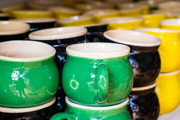 Beautiful traditional handicrafts of the small town of Raquira in Colombia. The City of Pots.