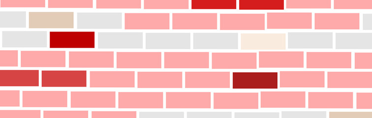 Abstract graphic. Illustration. Banner in various tones of red. Brick wall. Digital drawing for background.