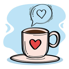coffee cup with speech bubble doodle style icon