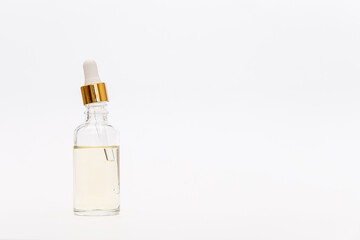 Dropper glass Bottle Mock-Up. Сosmetic pipette on white background