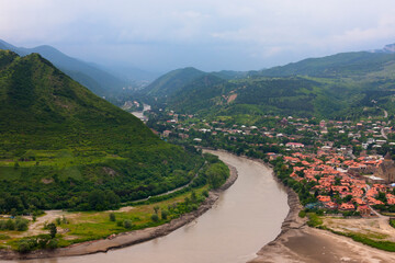 Fototapeta na wymiar Mtskheta on the confluence of the Aragvi and Kura rivers, Georgia