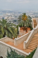 Fototapeta na wymiar Israel, Mount Carmel. Baha'i Shrine, holiest place for the Baha'i faith.