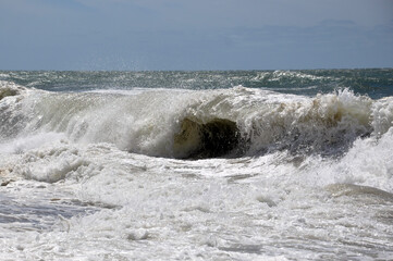 waves crashing on the beach