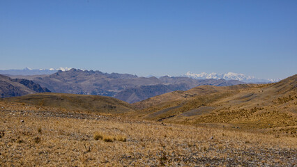 Beautiful sceneries on the Inca Trail to the ruins of Huchuy Qosqo, Sacred Valley, Peru 