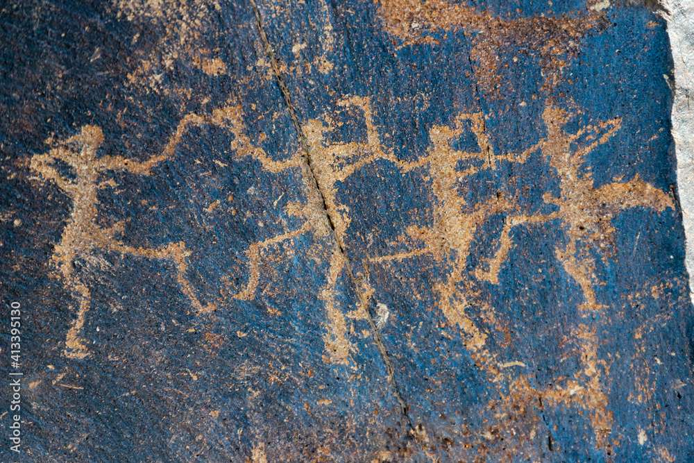 Sticker Petroglyph in Tamgaly, UNESCO World Heritage Site, Kazakhstan